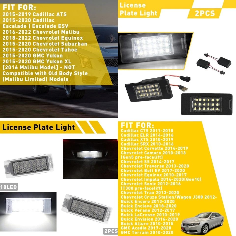 Luz LED de matrícula para Chevrolet Suburban Equinox Malibu GMC YUSon A 15-22 Foto 1 de 1