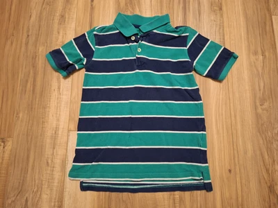 Vintage Faded Glory Boys Golf Shirt top polo Navy Green Striped S 6/7 100 Cotton - Image 1 of 4