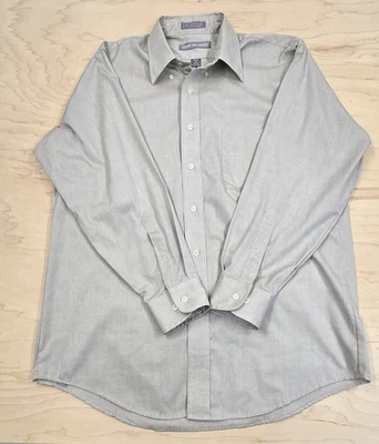 Camisa de vestir gris manga larga abotonada para hombre Vam Heusen 16 32/33 Foto 1 de 4