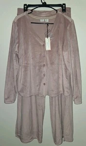 Cupcakes und Kaschmir kuschelig weich taupe Lounge Set Top & weites Bein Hose Neu mit Etikett Größe L - Bild 1 von 6