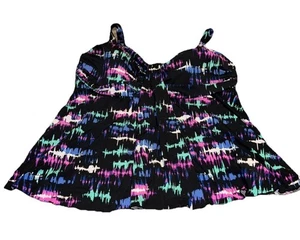 Sujetador Catherines Mujer Talla Grande 24 Negro Multicolor Traje de Baño Top Tankini Incorporado - Imagen 1 de 5