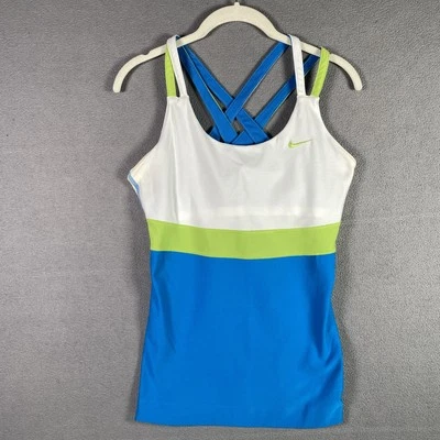 Nike Womens Athletic Tank Top Medium Built-In Bra Criss Cross Back Workout Yoga - Image 1 of 4