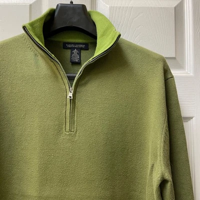 Banana Republic Men's Small Green Supima Cotton Zip Knit Sweater Mock Neck - Image 1 of 4