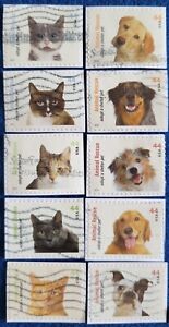 US Stamps 2010 Adopt a Shelter Pet 44 cent Set of 10 Used On Paper #4451-60