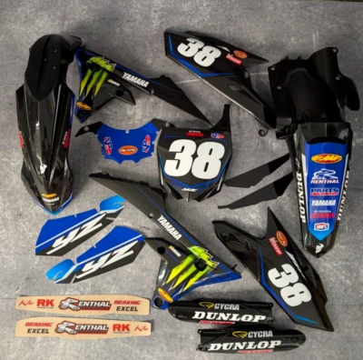 Plásticos + Gráficos Yamaha YZ450F 2014-2017 YZ250F 2014-2018 Número de carrera gratuito Foto 1 de 4