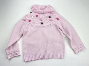 Gymboree 4t Girls Pom Pom Sweater Pink Brown sweeter Than Chocolate Line Cable  - Picture 1 of 8