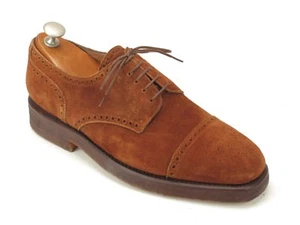 New Silvano Lattanzi Handmade Rust Suede Perf. Cap-toe Oxfords 7.5 UK / 8.5 US - Picture 1 of 4