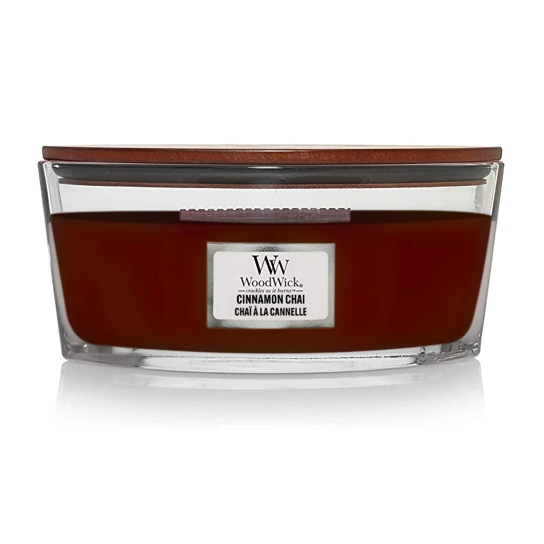 ellipsenförmige WoodWick Duftkerze Cinnamon Chai