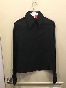 Women's black raw silk made in Nepal, Pua shirt, size small - Picture 1 of 4