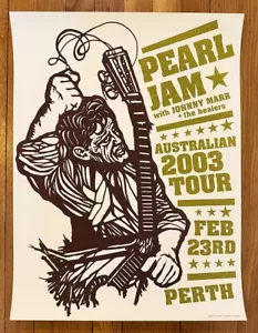 2003 Pearl Jam Johnny Marr Perth Australia 03 Tour Poster Original Ames Bros - Picture 1 of 6