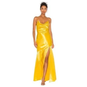 Lovers + Friends Size S Dewy Maxi Front Open Slit Gown in Canary Yellow - Picture 1 of 11