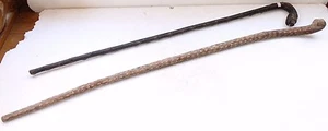 2 Pc Antique Original Tribal Folk Handle Wooden English Walking Stick NH3550 - Foto 1 di 7
