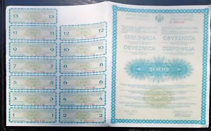 YUGOSLAVIA 1000 Dinara Obveznica / Bond / Stock / Banknote 1985 - Picture 1 of 2