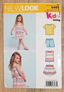 New Look Sewing Pattern 6465 Girls 3-8 Top Crossover Back Pull on Shorts Skirt - Picture 1 of 3