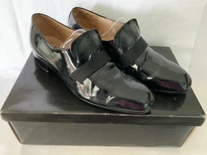 Men's Frederico Leone Black Patent Shoes 10M Formal Tuxedo Shiny Wedding Prom - Picture 1 of 14