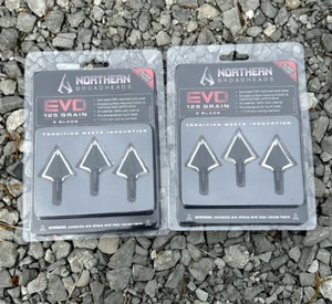 2 packages Northern archery Broadheads  EVO 125 grain solid steel fixed 2- blade - Picture 1 of 3
