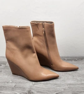 Jeffrey Campbell Women's Katerina Pointed Toe Wedge Booties 8.5 US NUDE - Picture 1 of 8