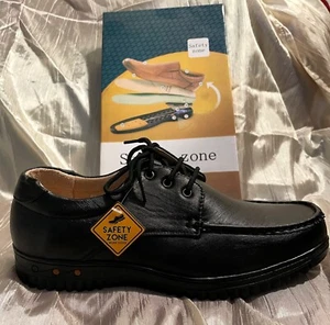 NEW Safety Zone Men Black Leather Dress/Casual Work Shoes US size 11 - Picture 1 of 5
