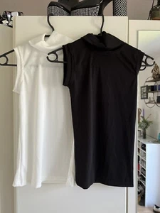 Damen Rollkragen Weste Slim Ärmellos Bauchfreies Top T-Shirt Gerippt Tank Dünn - Bild 1 von 7