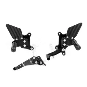 MG Biketec Rearset Kit Black Fixed-pegs DUCATI 848 Streetfighter Evo Corse 12-15 - Picture 1 of 11