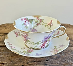 Haviland Schleiger 36D Flared Demitasse Cup & Saucer Pink Lavender Flowers - Picture 1 of 9