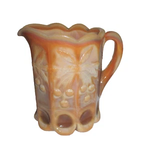 Creamer Pitcher Cherry Thumbprint Mosser Chocolate Slag Glass 4" Tall Cream - Picture 1 of 4