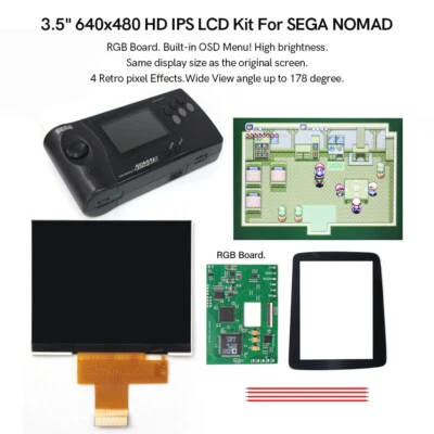3.5" Hight Light IPS LCD Screen RGB Board Kits For SEGA Nomad Console W/OSD Menu - Image 1 of 4