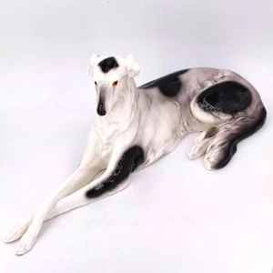 Elegant Porcelain Figurine "Reclining Borzoi" by Goldscheider Vienna - Picture 1 of 7