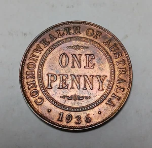 1936 Australia Penny - Bronze Coin - Melbourne Mint - George V - Picture 1 of 4