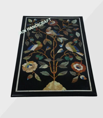 24 x 18 Inches Black Marble Coffee Table Top wall panel Art Inlay Wall Scenery - Image 1 of 3