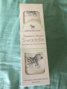 Neugeborenes Musselin Amaing Baby Swaddle 100 % Baumwolle Decke Zebra weiß schwarz 36 x 36 Zoll - Bild 1 von 3