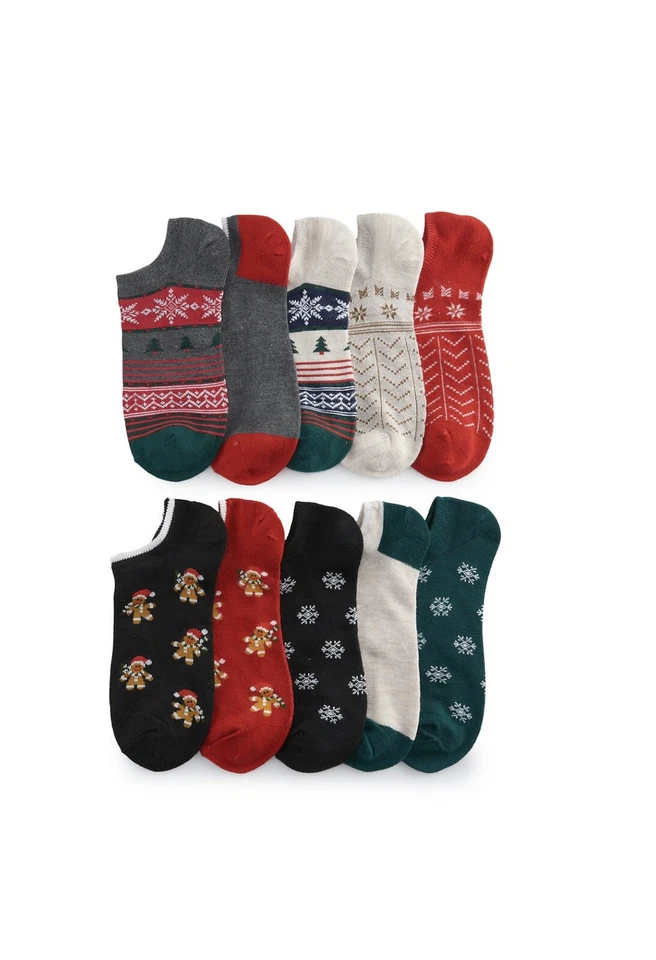 Women’s Sonoma Goods For Life 10-Pack No Show Novelty Holiday Socks New - Image 1 of 1