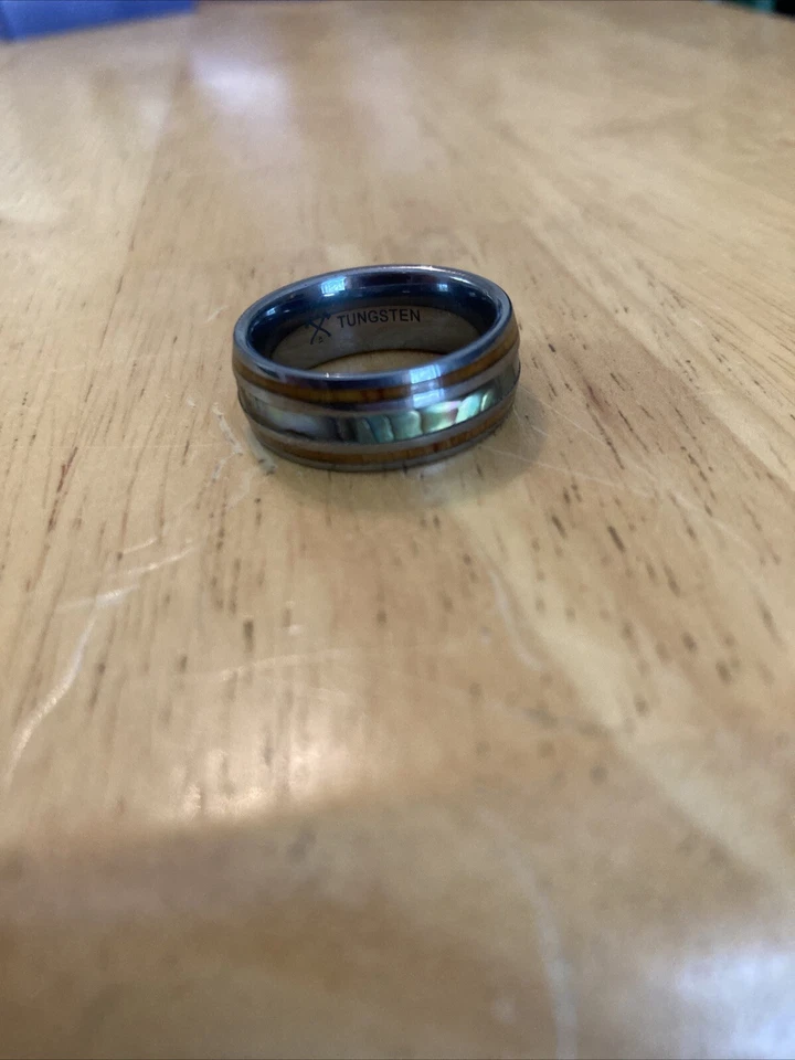 Anillo Manly Bands The Angler para hombre abulón/tungsteno 8 mm talla 12 Foto 1 de 2