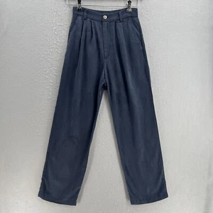REFORMATION Mason Pants Womens 2 Petite Navy Blue Twill Wide Leg Trouser Office - Picture 1 of 9