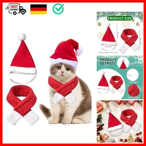 Katzen Weihnachtsmütze Und Schal - Deko Weihnachts Outfit, Kleidung Für Klein... - Bild 1 von 9