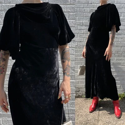 Vestido de terciopelo negro corte sesgado años 30 de colección  Foto 1 de 4
