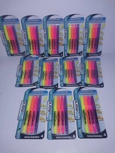 12 Lot Promarx  Highlighters, Chisel Tip, 4 Count Pack Yellow Orange Pink Purple - Picture 1 of 3