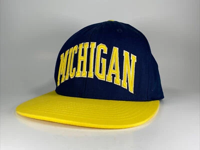 Adidas College Vault Michigan Snapback Hat Blue Yellow USED - Image 1 of 3
