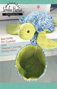 SEA TURTLE PIN CUSHION & Thread Catcher Sewing Pattern by Jennifer Heynen - Picture 1 of 2