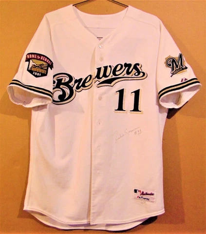 MILWAUKEE BREWERS #11 RICHIE SEXSON WHITE BUTTON-DOWN MLB JERSEY Cover
