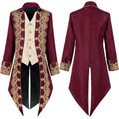 Chaqueta Jacquard Para Hombres De Colección Abrigo Gótico Medieval Uniforme Disfraz Juegos con disfraces Esmoquin Foto 1 de 4