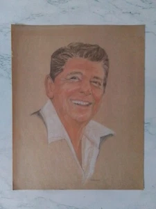 RETRATO PASTEL FIRMADO RONALD REAGAN Impresión Elbricke 8" X 10" - Imagen 1 de 7