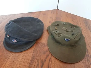 2 Vintage US Army Caps with 23 Pins - Picture 1 of 5