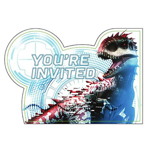 Dinosaur Party Supplies Jurassic World Invitations You're Invited 8 pack - Image 1 of 1