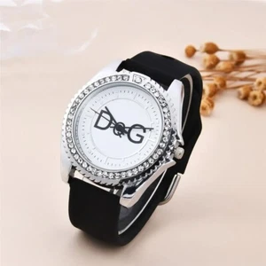 Orologio da donna di lusso DQG - cinturino in pelle, quadrante strass, quarzo sportivo moda - Foto 1 di 10