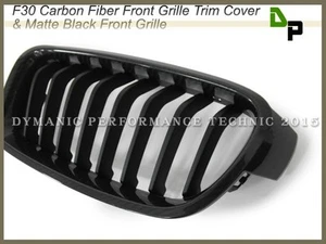 Matte Black Front Grille w/ Carbon Trim Cover 2012-2017 BMW F30 320i 328i 335i - Bild 1 von 4