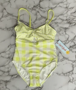 Cat & Jack Girls Gingham Check One-Piece Bathing Suit Swimsuit Size S - M - Picture 1 of 9