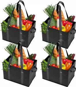 4pk Reusable Grocery Bags Shopping Bags Tote Box Large Heavy Duty Groceries Bag - Picture 1 of 7