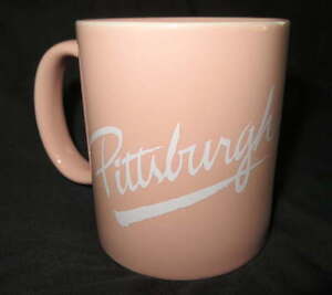 NEW Ceramic PITTSBURGH Coffee MUG  Cocoa Drink Vintage Cup Peachy Pink