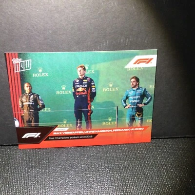 2023 Topps Now F1 #9 VERSTAPPEN HAMILTON ALONSO CHAMPIONS PODIUM Australian Prix - Image 1 of 4